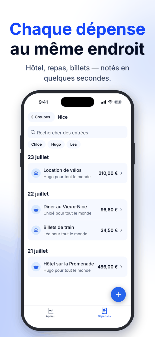 Quitso – liste des dépenses